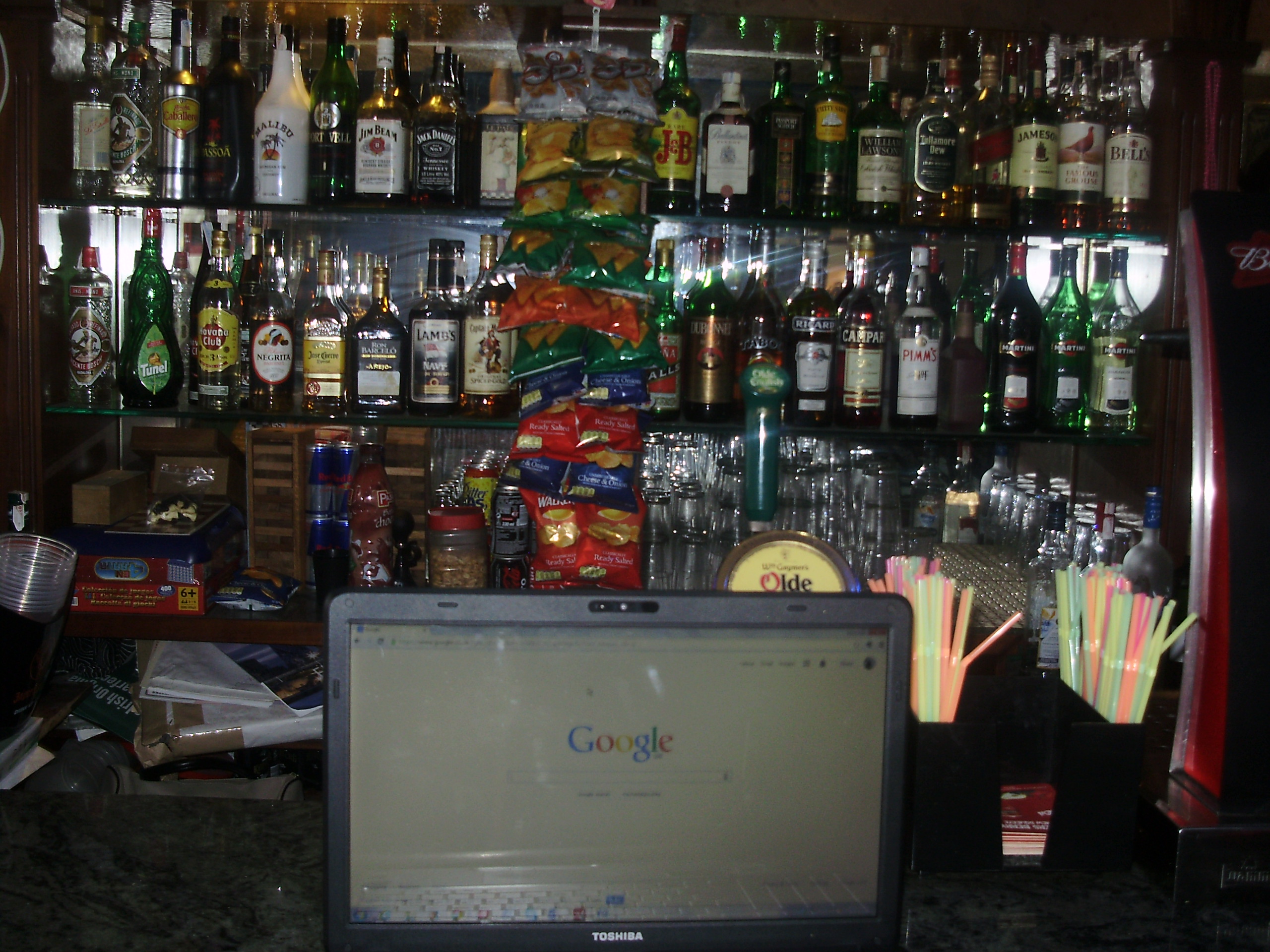 Blogging in a bar in mallorca spain